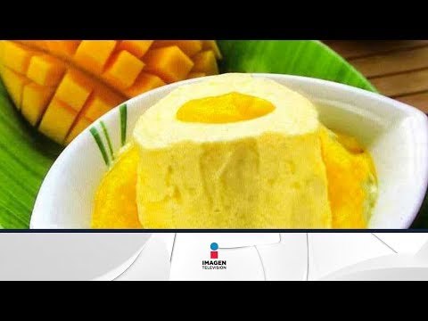 Mousse de mango con jarabe de jamaica y mezcal / Mango Mousse with syrup