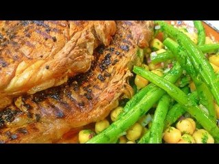 Receta de rib eye con ensalada de garbanzo y ejotes / Rib eye with green beans and garbanzo salad