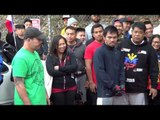 manny pacquiao epic am workout 7 days to mayweather fight - EsNews