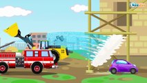 BIG YELLOW EXCAVATOR Rescue On The Road Construction Vehicles Transportation Cartoon Compilation