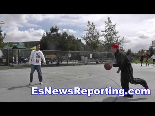 seckbach one on one with sharp shooter on basketball court - EsNews