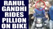 MP Farmers protest: Rahul Gandhi rides pillion on Bike to reach Mandsaur | Oneindia News