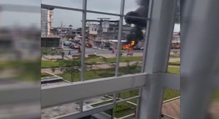La caída de un cable causa incendio en la ciudad de Milagro