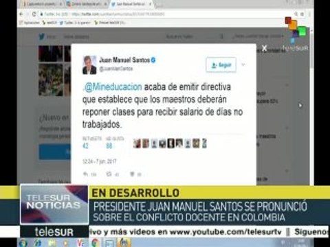 teleSUR noticias: Maestros colombianos exigen mejor salario