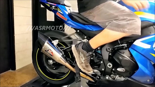 2017 GSXR 1000 R dyno Yoshimura full system R11 SQ muffler exhaust sound