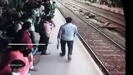 Distracted woman gets run over by train!