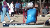 Crianças brincam em meio a usuários de drogas e traficantes na Cracolândia