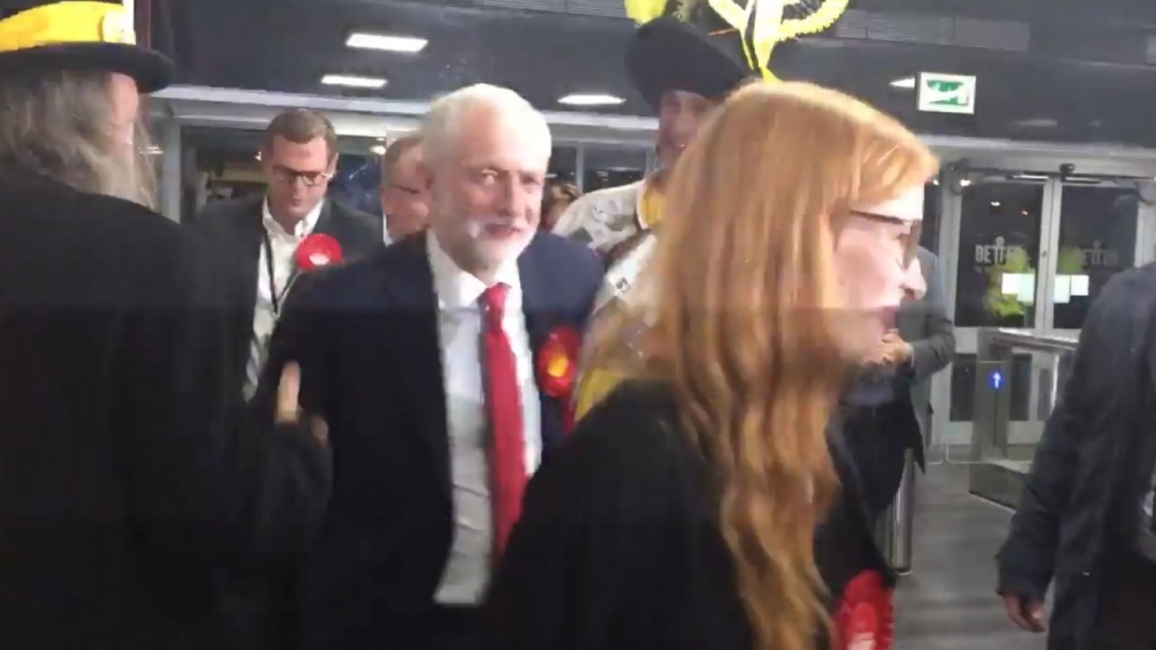 Labour leader Jeremy Corbyn arrives for poll count