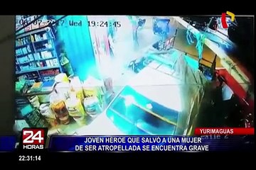Yurimaguas: joven que salvó a una mujer de ser atropellada se encuentra grave