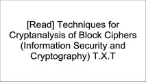 [uZScb.BOOK] Techniques for Cryptanalysis of Block Ciphers (Information Security and Cryptography) by Eli Biham, Orr Dunkelman DOC