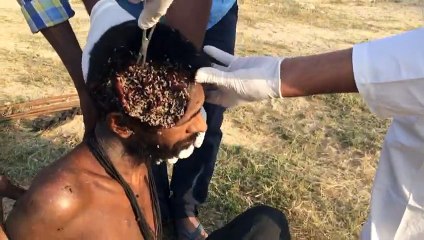 WARM EATING HUMAN HEAD HELP TO POOR IS GOOD WORK IN WORLD