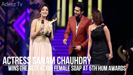 Sanam Chaudhry wins the Best Actor Female Soap at 5th HUM Awards