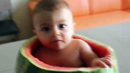 Baby enjoys watermelon