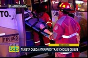 San Isidro: taxista queda atrapado tras choque de bus