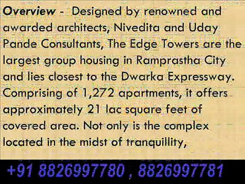 Ramprastha City Resale 2 BHK 60 Lac All Inc. The Edge Tower Ready To Move Project Sec 37D Gurgaon 8826997780