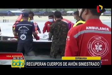 Birmania: recuperan cadáveres del avión militar que se estrelló