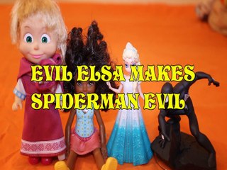 Toy EVIL ELSA MAKES SPIDERMAN EVIL + MASHA & THE BEAR BARBIE CHELSEA SASHA FROZEN DISNEY