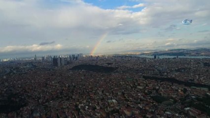 İstanbul Semalarında Beliren Gökkuşağının Eşsiz Manzarası Havadan Görüntülendi