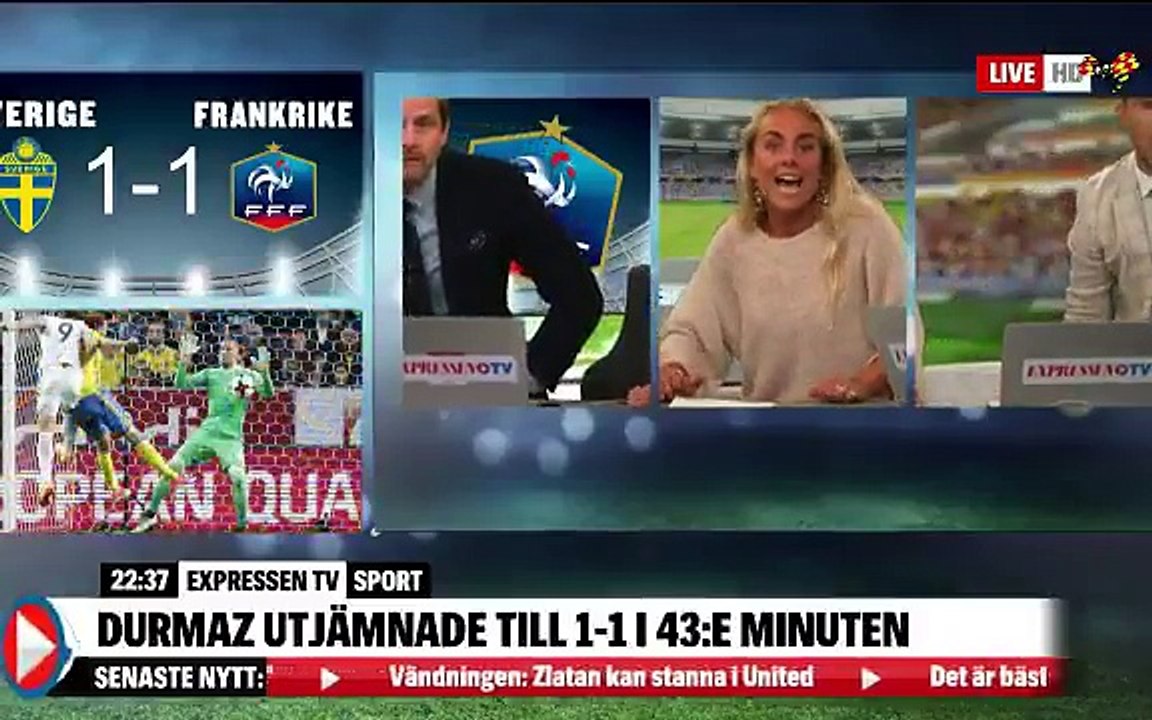 Les commentateurs suédois hurlent de joie après le 2ème but de la Suède contre la France !