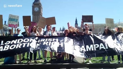 Pro-choice campaigners protest in London against DUP