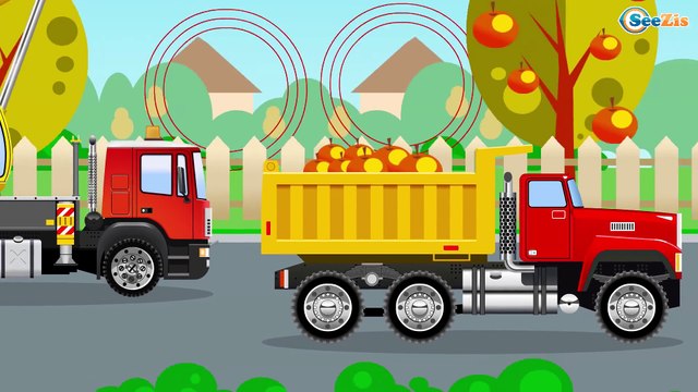 Red Bulldozer - Diggers Vehicles Videos For Kids - Cartoon about Trucks for children