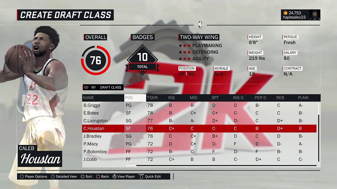 Caleb Houstan Creation - NBA 2k17