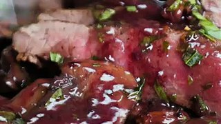 130.Flank Steak with Mushrooms & Red Wine Sauce