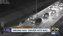 Wrong-way driver crashes into wall on Loop 101 near McDowell