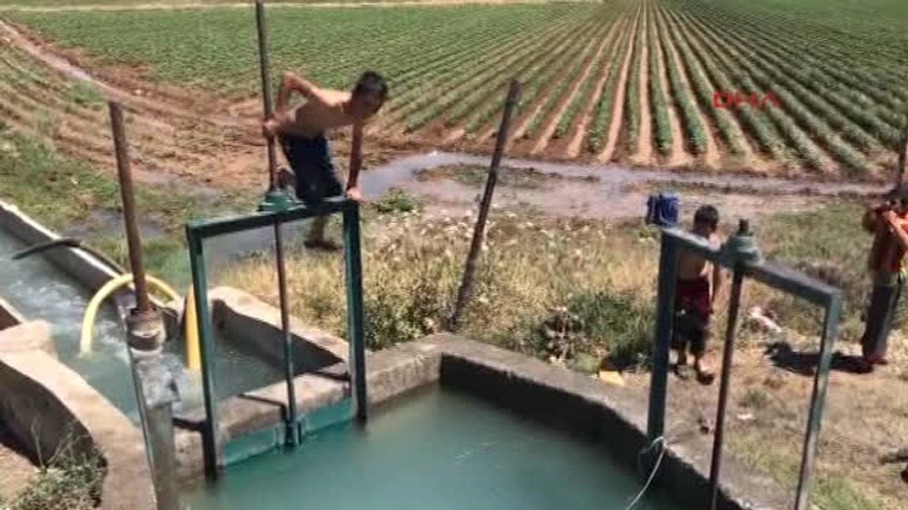 Şanlıurfa Sıcaktan Bunalan Çocuklar Kanalda Yüzüyor