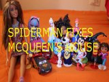 Toy SPIDERMAN FIXES MCQUEEN'S HOUSE   ROCHELLE BARBIE SWIPER SKYE SMURF OLAF MINION DIEGO MOANA ELSA MINNIE MOUSE