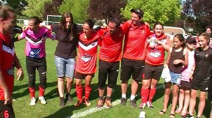 La joie des fille de Sud Lyonnais 2013 après leur victoire contre l'AS La Sanne en barrage interditrict