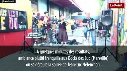 Download Video: Législatives : ambiance calme à la soirée de Jean-Luc Mélenchon à Marseille