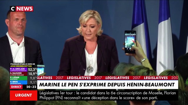 Marine Le Pen s'exprime depuis Hénin-Beaumont