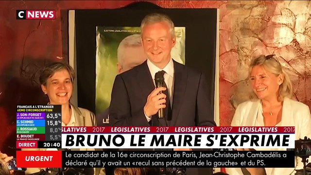 Bruno Le Maire se félicite de son meilleur score de premier tour avec 45% des voix