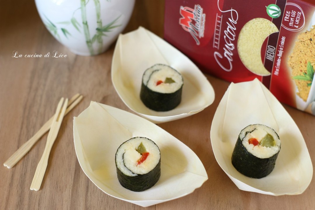 Maki di couscous con verdure e formaggio