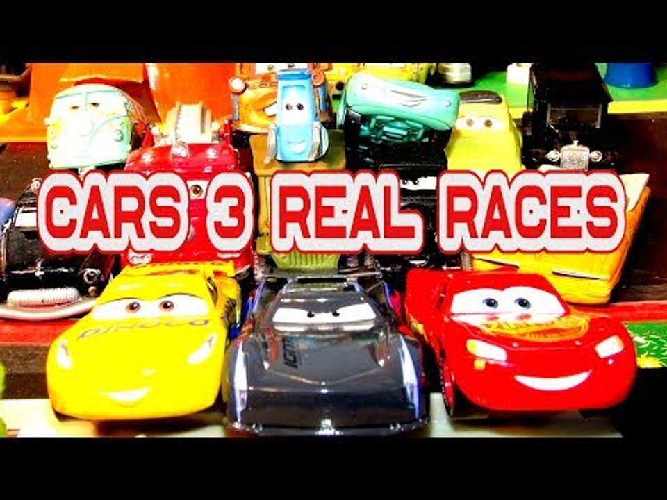 Cars 3 Real Races with Lightning McQueen Jackson Storm Cruz Ramirez in Radiator Springs