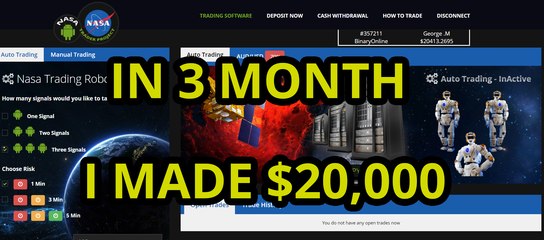 NASA TRADER PROJECT - Top binary software | 20K in 3 month  + Live Result