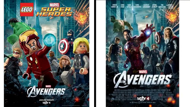 All Lego marvel movie posters compared to the actual posters