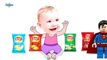 Bad Baby crying and learn colors-Colorful Chips Lays vs Superman- Fin