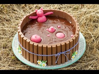 Gâteau bain de boue de cochons en Kit Kat