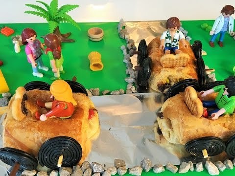 Recette pour enfants : Circuit de voitures avec des petits pains au chocolat