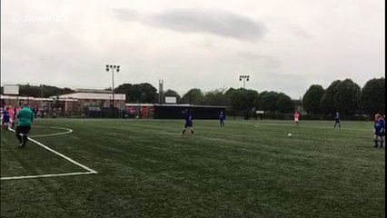 Superb free kick scored in non league women's football game