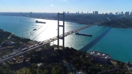 15 Temmuz Şehitler Köprüsü'nde Akşam Trafiği ve Çalışmalar Havadan Görüntülendi