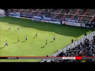 OFI Crete's player scores a stunning overhead kick goal vs Aiginiakos!