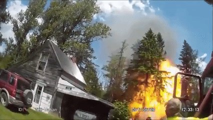 Police Body Camera Shows Fiery Explosion in Limestone, Maine