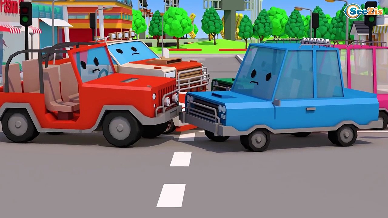 Color Car Cartoon w SUV Transportation & 3D Animation for Kids and Toddlers Cars Team Cartoons,Animated game cartoons 2017