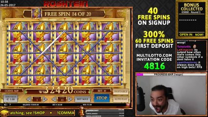 BIG RECORD €61000 WIN!! Playing Highroll Book of Dead slot at Multilotto Casino (2000x)