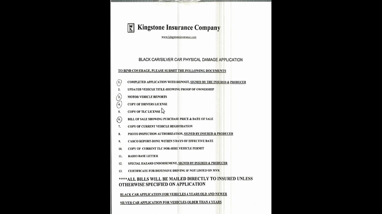 KINGSTONE INSURANCE COMPANY TLC GUIDELINE