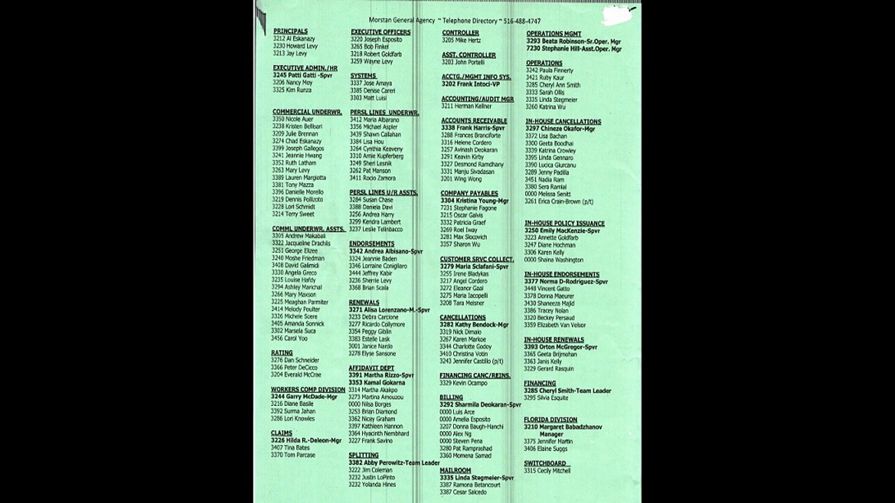 morstan general agency directory