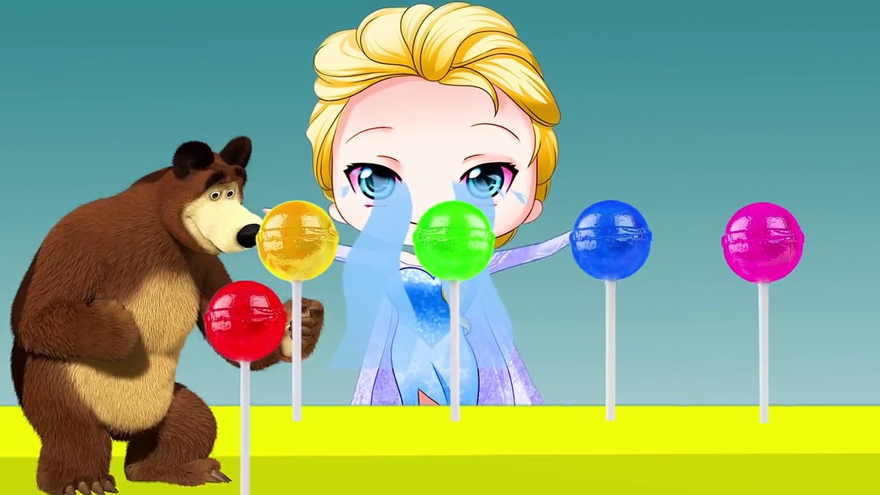 Bad Baby Crying and Learn Colors with Frozen Anna Young and Lollipop Candy Finger Family Rhymes
